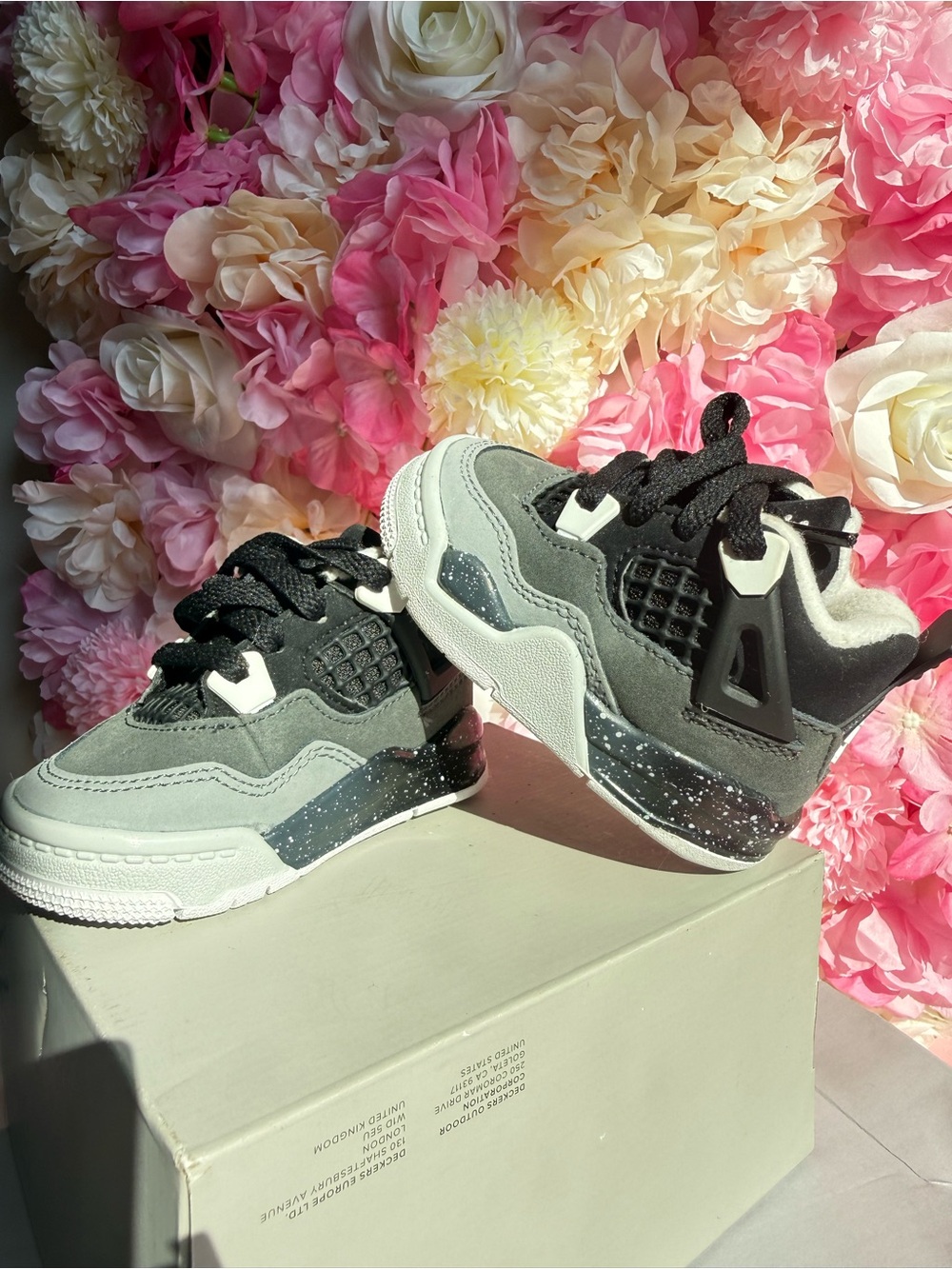 Jordan Kids Gray and Black Sneaker with Speckled Midsole